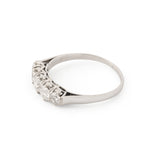 Old European Cut Diamond, Silver, and Platinum Five-Stone Ring