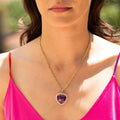 Amethyst Heart and Pearl 14k Gold Pendant
