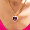 Amethyst Heart and Pearl 14k Gold Pendant
