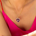 Amethyst Heart and Pearl 14k Gold Pendant