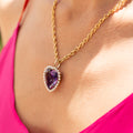 Amethyst Heart and Pearl 14k Gold Pendant