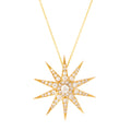 Victorian Old Mine Cut Diamond Starburst and 14k Yellow Gold Pendant