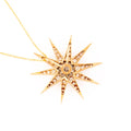 Victorian Old Mine Cut Diamond Starburst and 14k Yellow Gold Pendant