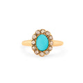 Victorian Turquoise, Rose Cut Diamond, and 14k Gold Cluster Ring