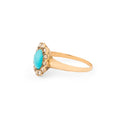 Victorian Turquoise, Rose Cut Diamond, and 14k Gold Cluster Ring
