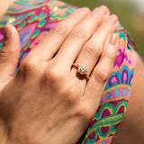 Victorian Old Mine Cut Diamond and 14k Gold Petite Cluster Ring
