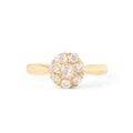 Victorian Old Mine Cut Diamond and 14k Gold Petite Cluster Ring
