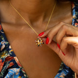 Multi-Stone and 18K Gold Sputnik Charm Pendant