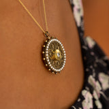Victorian Pearl, Diamond, and 16k Gold Open Back Locket Necklace