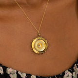 Victorian Pearl, Diamond, and 16k Gold Open Back Locket Necklace