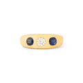 Diamond, Sapphire, 14k Gold 3-Stone Ring