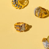 Retro Old European Cut Diamond Ring in 18k Gold and Platinum