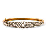 Victorian Old Cut Diamond, Silver, and 14k Gold Bracelet