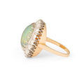 1950s Large Opal and Diamond Cluster Ring in Platinum and 14k Gold