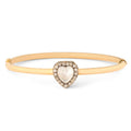 Victorian Moonstone Heart, Diamond, and 12k Gold Bangle Bracelet