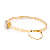 Victorian Moonstone Heart, Diamond, and 12k Gold Bangle Bracelet