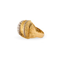Diamond and Textured 18k Gold Bombe Ring