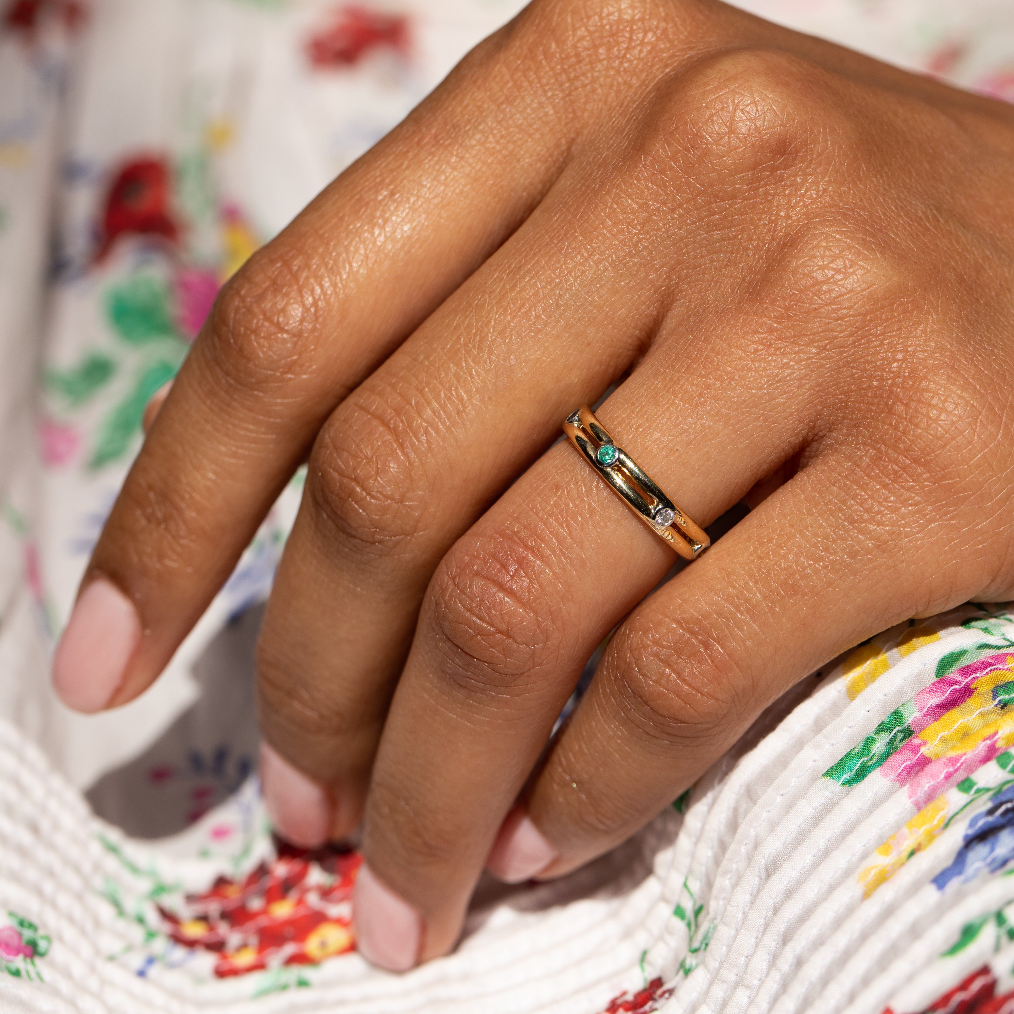 Multi-Stone 18k Gold Eternity Band