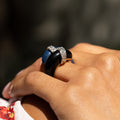 1970s Lapis Lazuli, Onyx, Diamond, and 18k Gold Ring