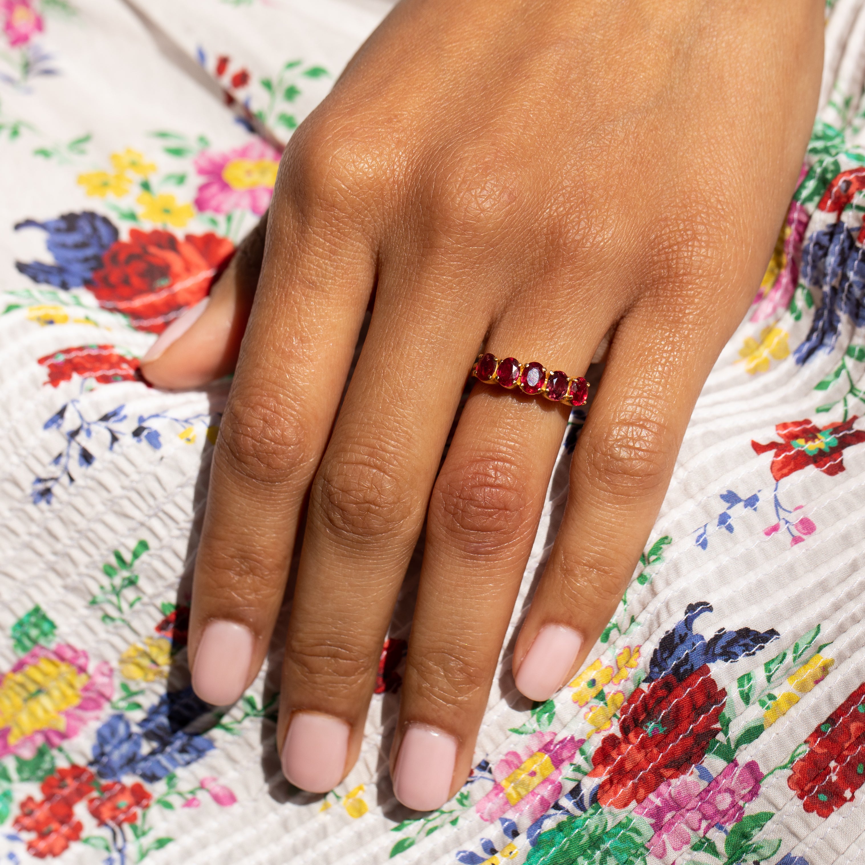 Five-Stone Ruby and 22K Gold Ring