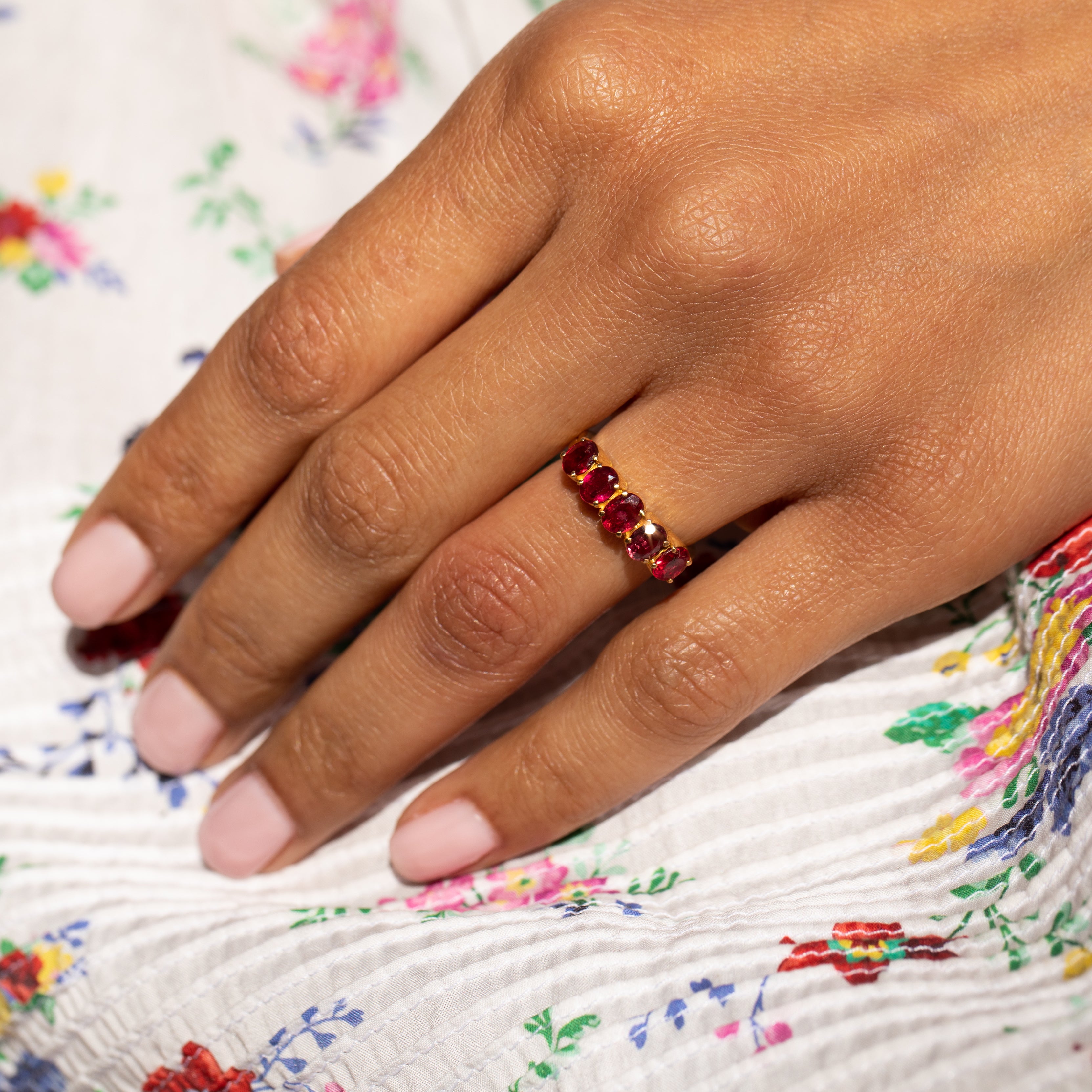 Five-Stone Ruby and 22K Gold Ring