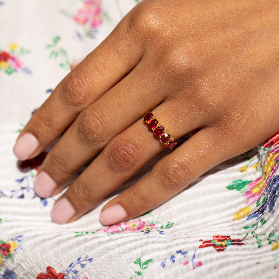 Five-Stone Ruby and 22K Gold Ring