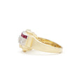 Retro Diamond, Ruby, Sapphire 14k Gold And Platinum Ring