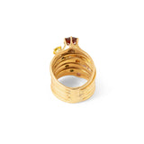 Stacked Rainbow Gemstone Yellow Gold Ring