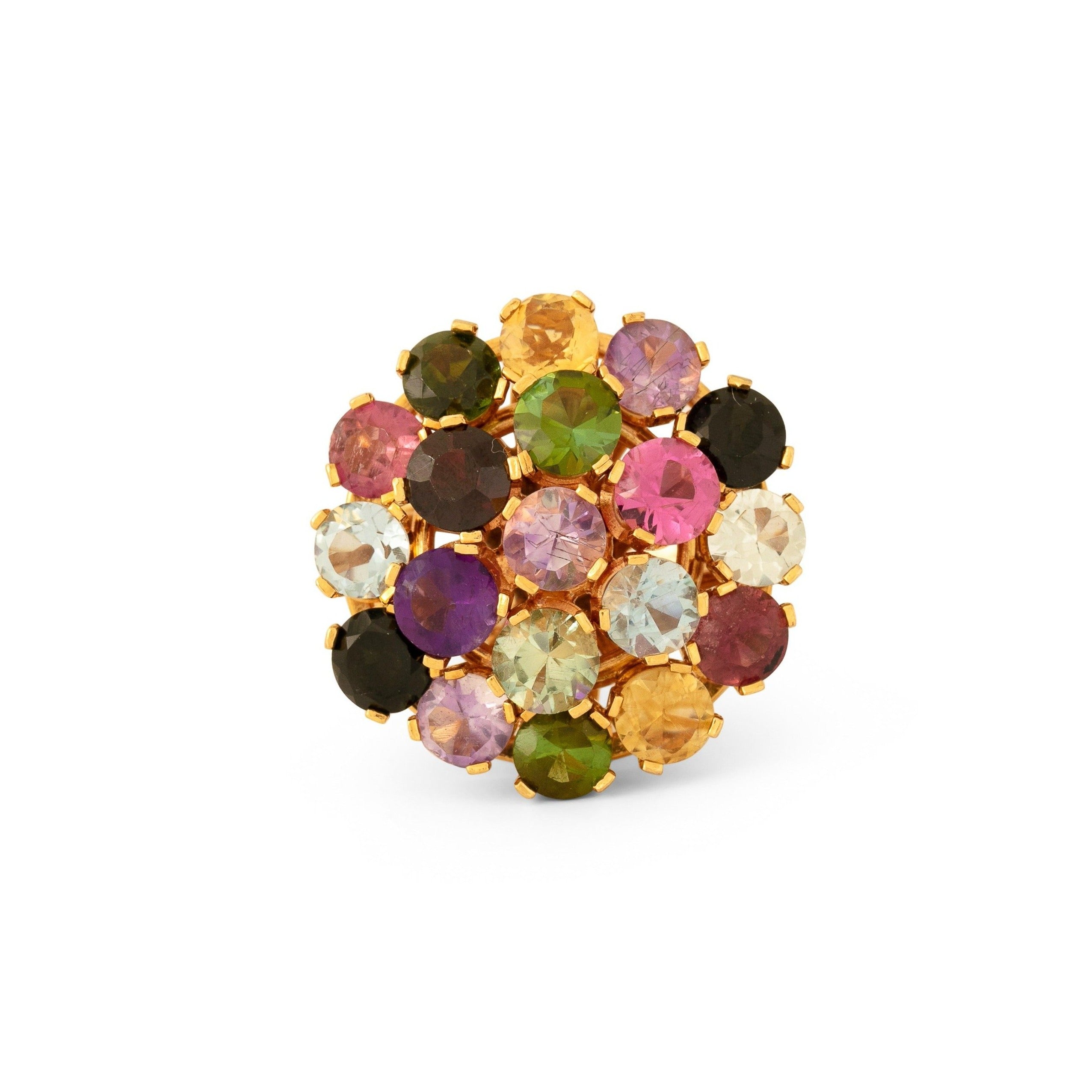 Multi-Stone 18K Gold Cluster Ring