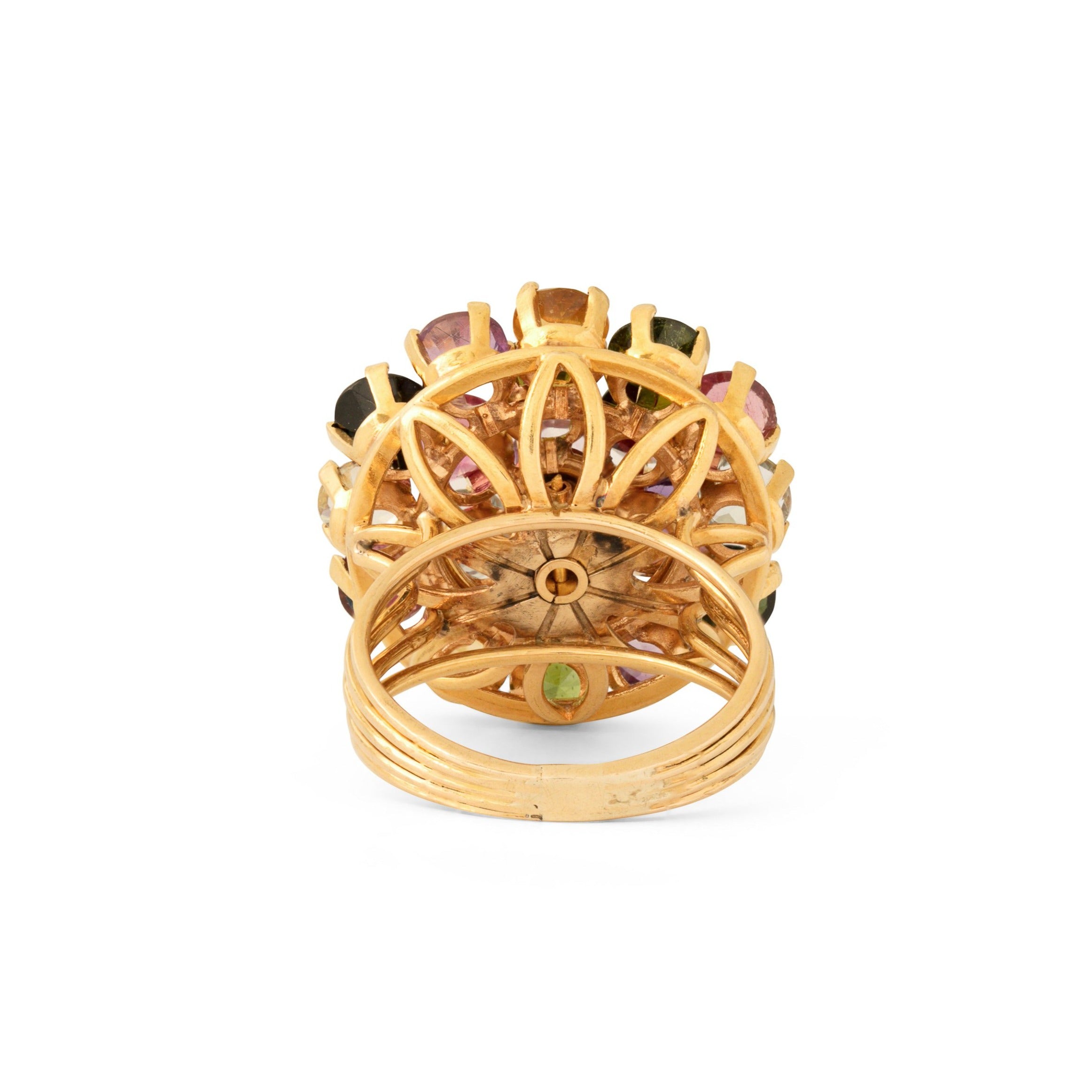 Multi-Stone 18K Gold Cluster Ring