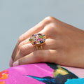 Multi-Stone 18K Gold Cluster Ring