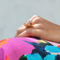 Multi-Stone 18K Gold Cluster Ring