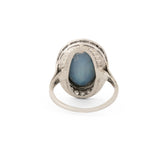 Art Deco Black Opal and Diamond 18k Gold Ring