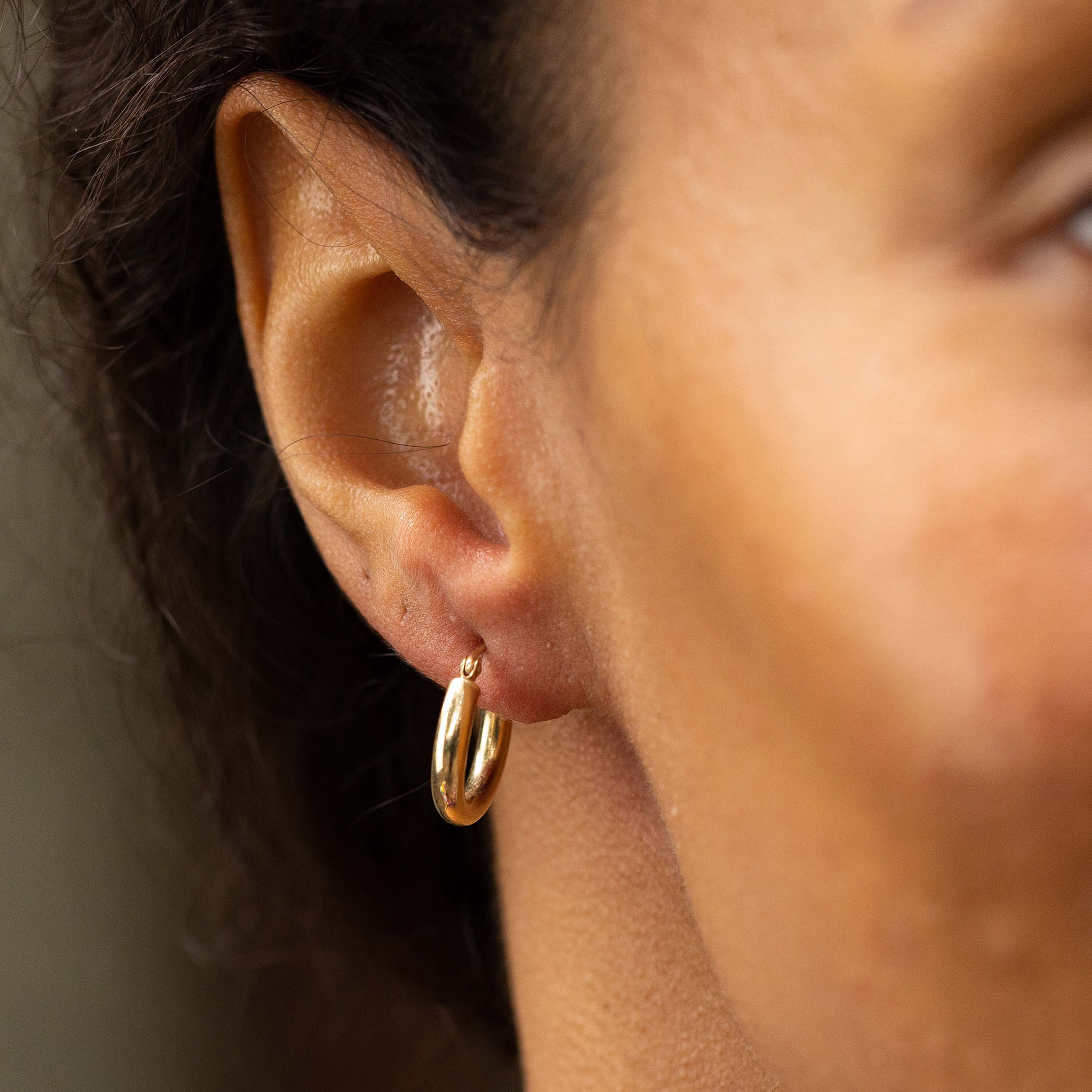 Small 14k Gold Tube Hoop Earrings