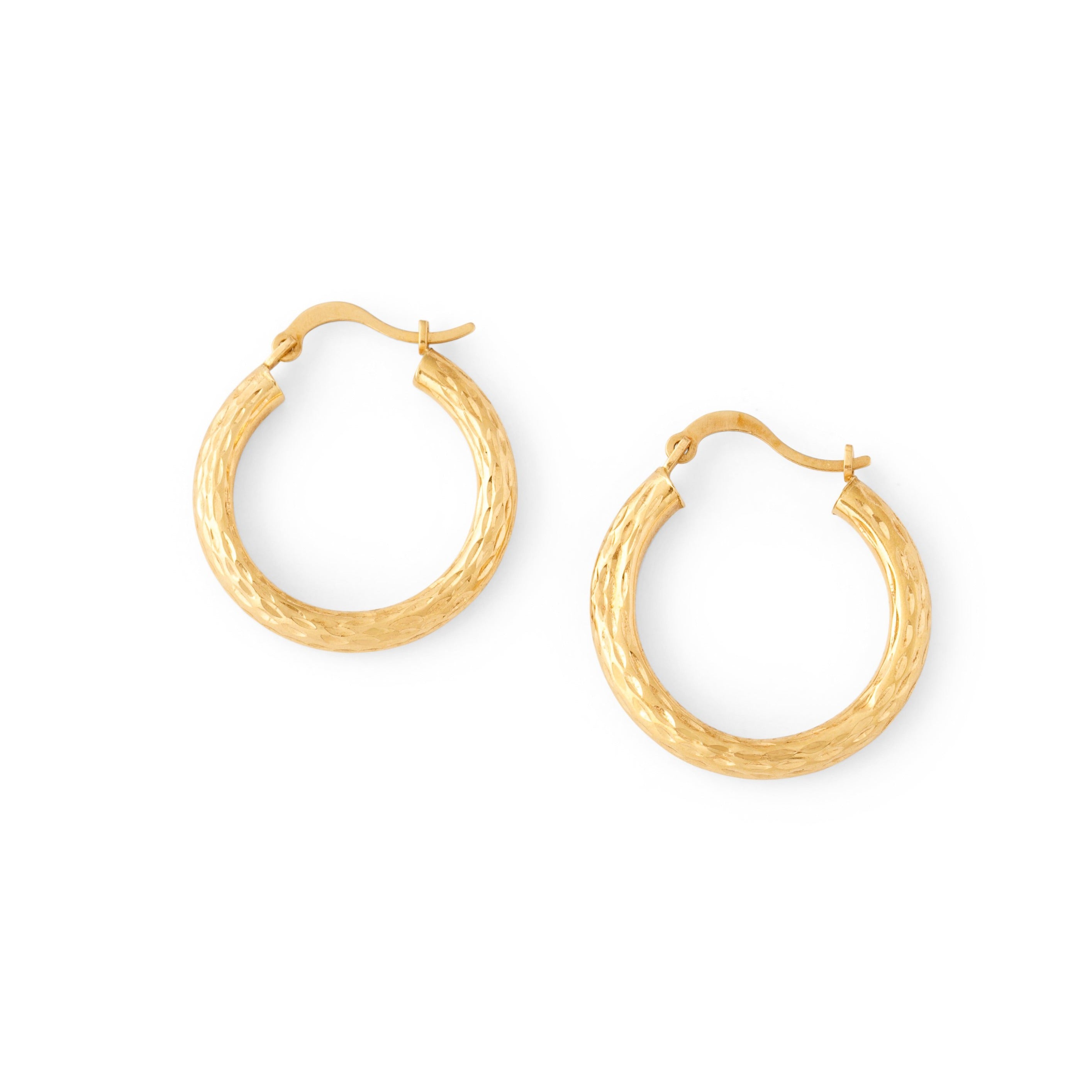Hammered 14K Gold Hoop Earrings