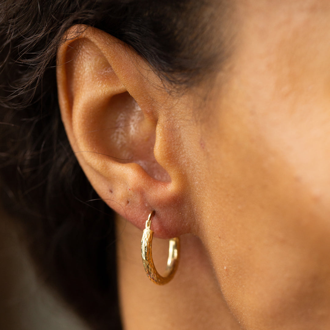 Hammered 14K Gold Hoop Earrings