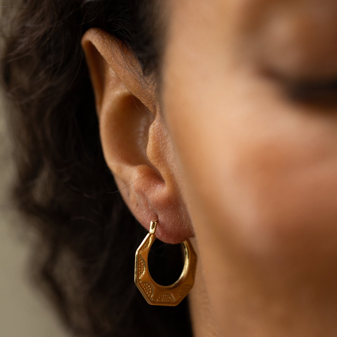 Geometric 14K Gold Hoop Earrings