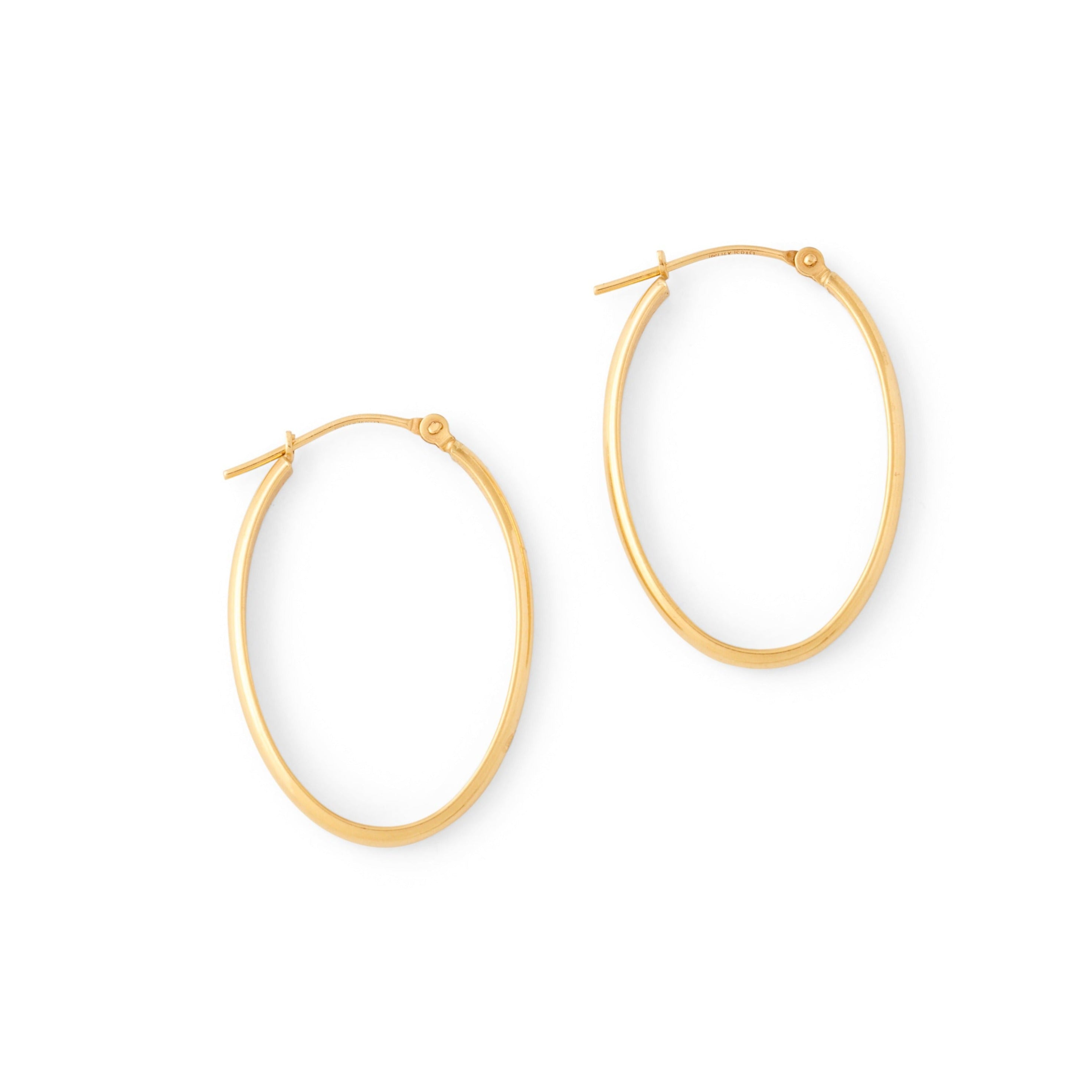 Thin Oval 14k Gold Hoop Earrings