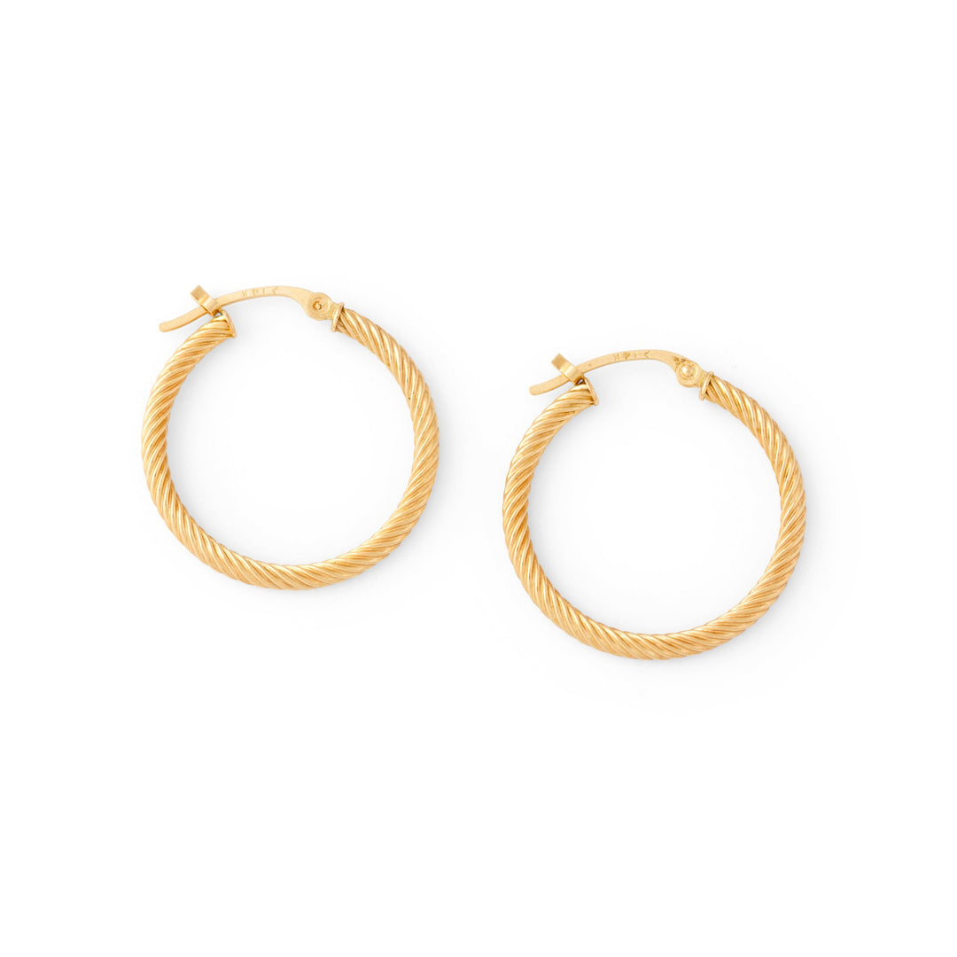 Twisted Rope 14K Gold Hoop Earrings