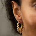 Large Stepped 14K Gold Hoop Earrings