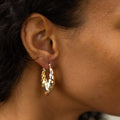 Large Stepped 14K Gold Hoop Earrings
