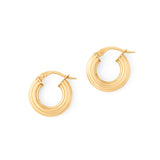 Italian Small Ribbed 14k Gold Hoop Earrings