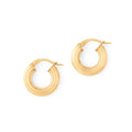 Italian Small Ribbed 14k Gold Hoop Earrings