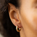 Italian Small Ribbed 14k Gold Hoop Earrings