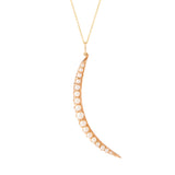 Victorian Large Crescent Moon Pearl and 14k Gold Pendant