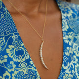 Victorian Large Crescent Moon Pearl and 14k Gold Pendant