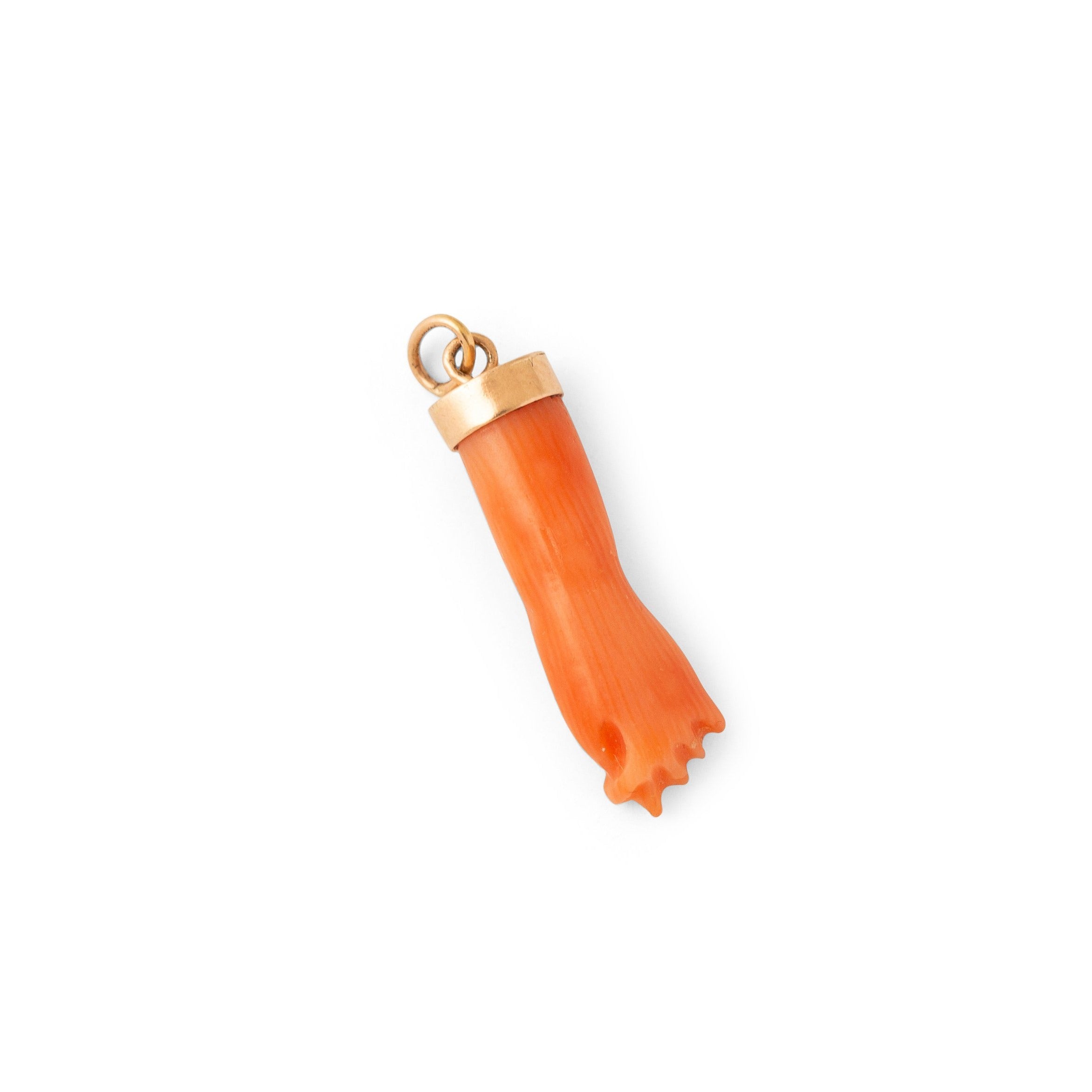 Coral And 14k Gold Figa Charm