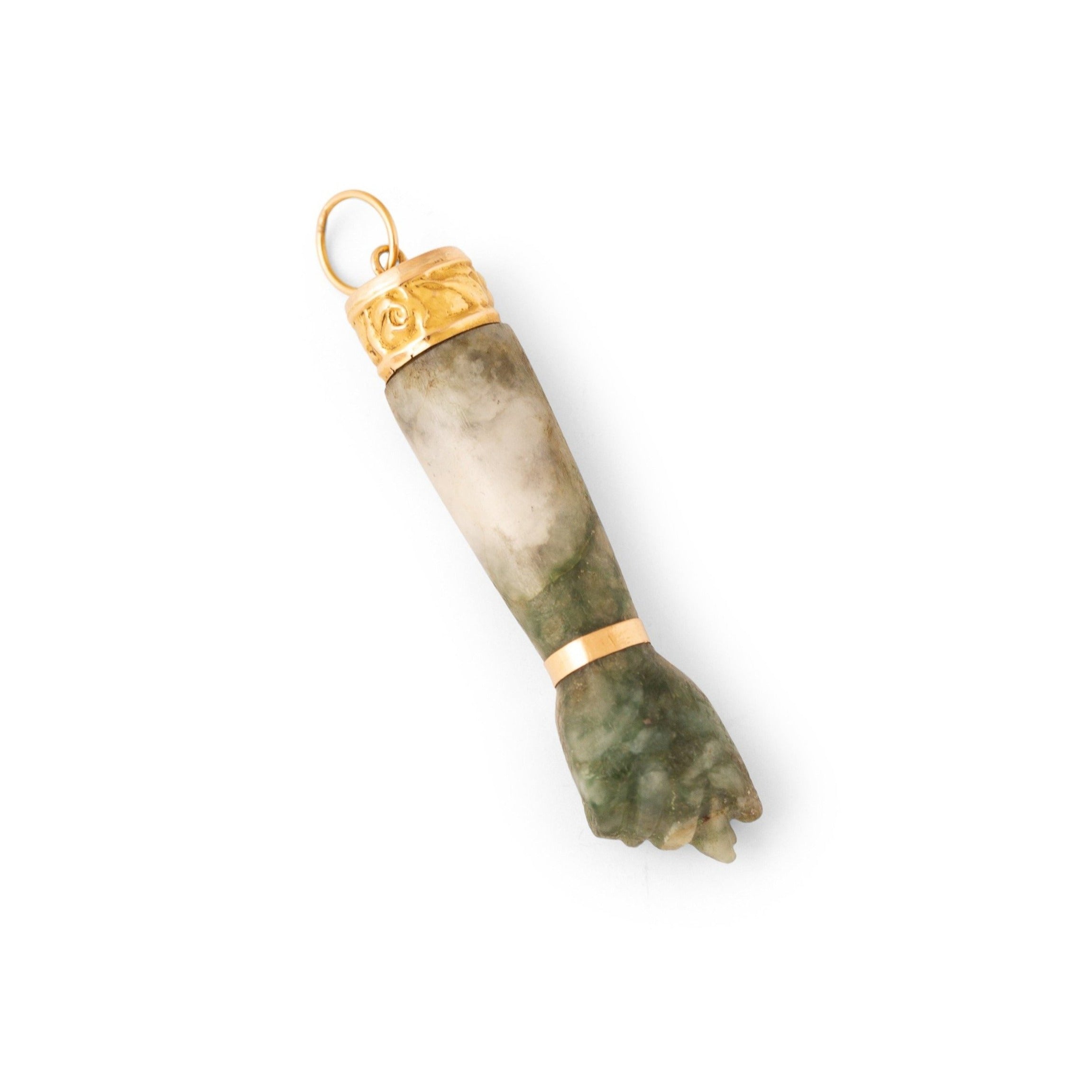 Nephrite And 18k Gold Figa Charm