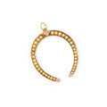 Edwardian Diamond, Pearl, 14K Gold, and Platinum Horseshoe Charm