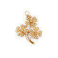 Pearl, Diamond, and 14K Gold Three Clover Charm